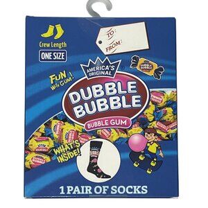 Dubble Bubble Gum Candy Socks Gift Box Novelty Crew One Size Fun Graphic